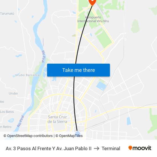 Av. 3 Pasos Al Frente Y Av. Juan Pablo II to Terminal map