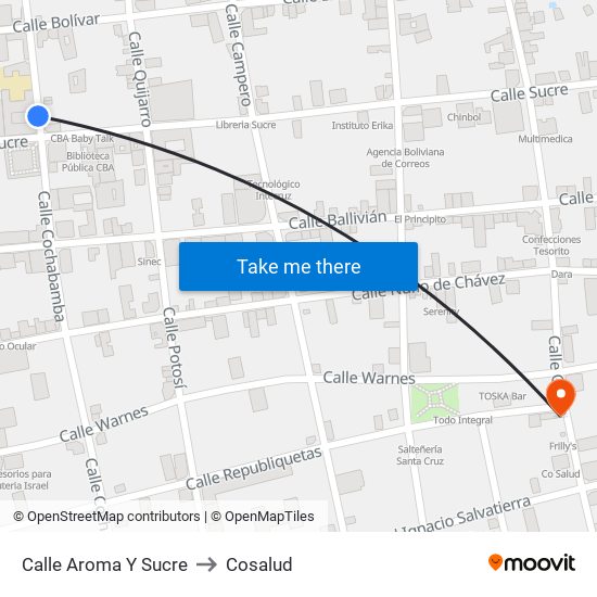 Calle Aroma Y Sucre to Cosalud map