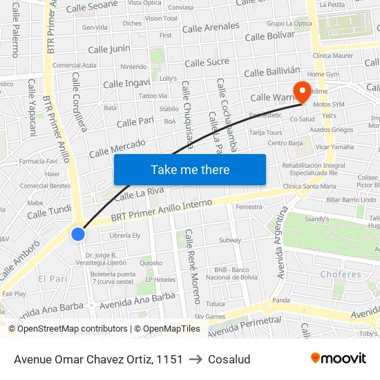 Avenue Omar Chavez Ortiz, 1151 to Cosalud map