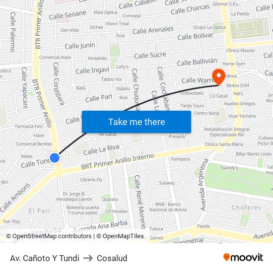 Av. Cañoto Y Tundi to Cosalud map