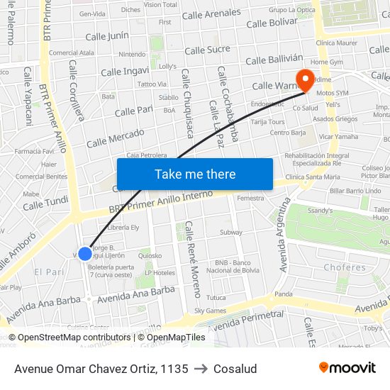 Avenue Omar Chavez Ortiz, 1135 to Cosalud map