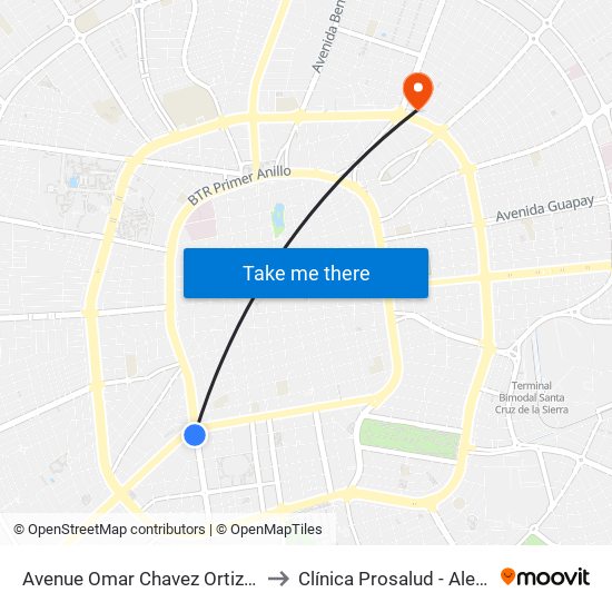 Avenue Omar Chavez Ortiz, 1151 to Clínica Prosalud - Alemana map