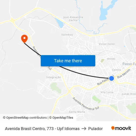 Avenida Brasil Centro, 773 - Upf Idiomas to Pulador map