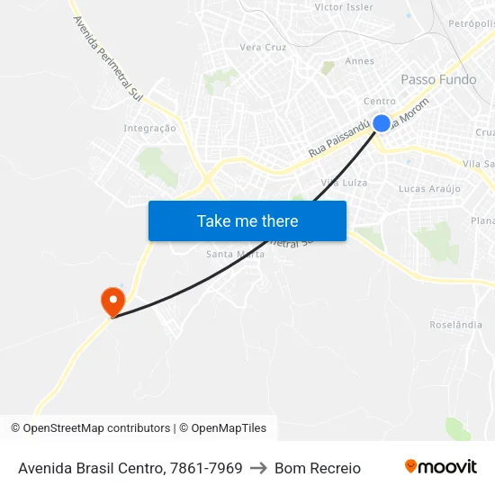 Avenida Brasil Centro, 7861-7969 to Bom Recreio map