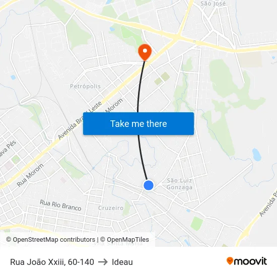 Rua João Xxiii, 60-140 to Ideau map