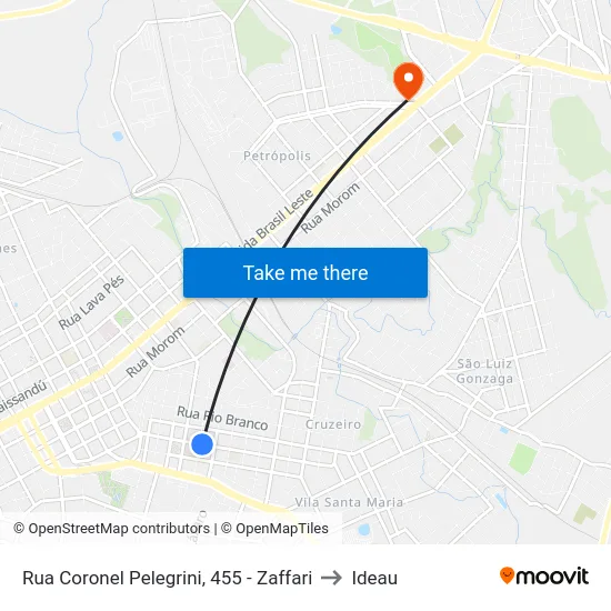 Rua Coronel Pelegrini, 455 - Zaffari to Ideau map