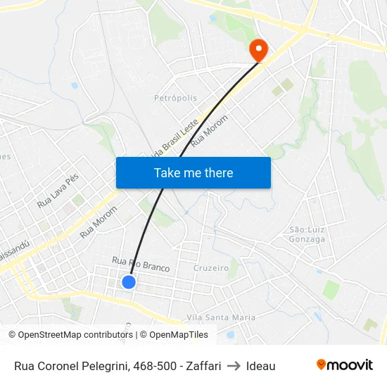 Rua Coronel Pelegrini, 468-500 - Zaffari to Ideau map