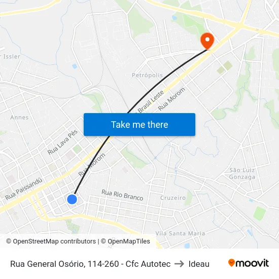 Rua General Osório, 114-260 - Cfc Autotec to Ideau map