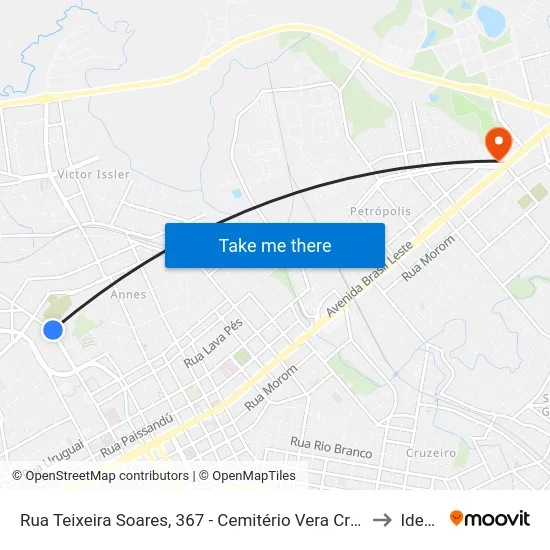 Rua Teixeira Soares, 367 - Cemitério Vera Cruz to Ideau map