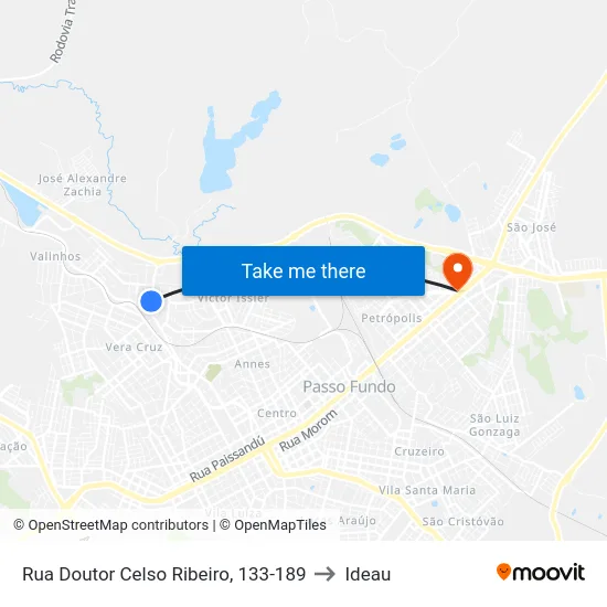 Rua Doutor Celso Ribeiro, 133-189 to Ideau map