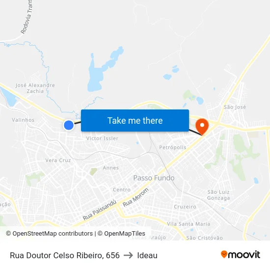 Rua Doutor Celso Ribeiro, 656 to Ideau map
