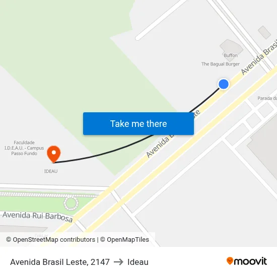 Avenida Brasil Leste, 2147 to Ideau map