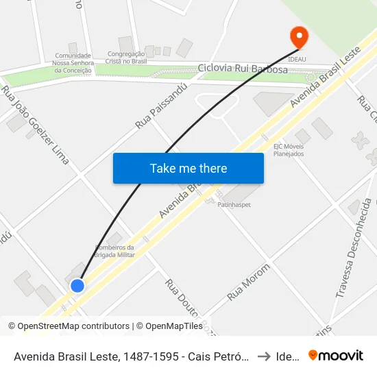 Avenida Brasil Leste, 1487-1595 - Cais Petrópolis to Ideau map