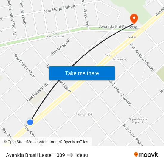 Avenida Brasil Leste, 1009 to Ideau map