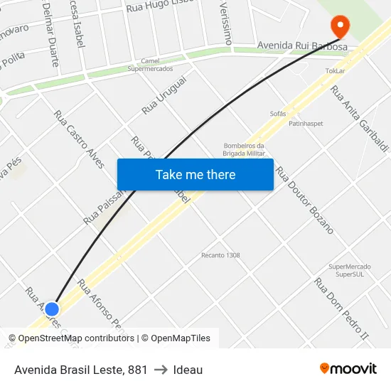 Avenida Brasil Leste, 881 to Ideau map