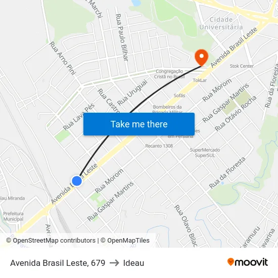 Avenida Brasil Leste, 679 to Ideau map