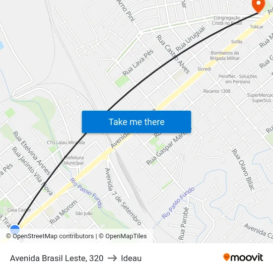 Avenida Brasil Leste, 320 to Ideau map