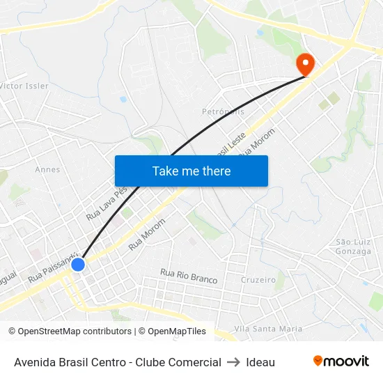 Avenida Brasil Centro - Clube Comercial to Ideau map