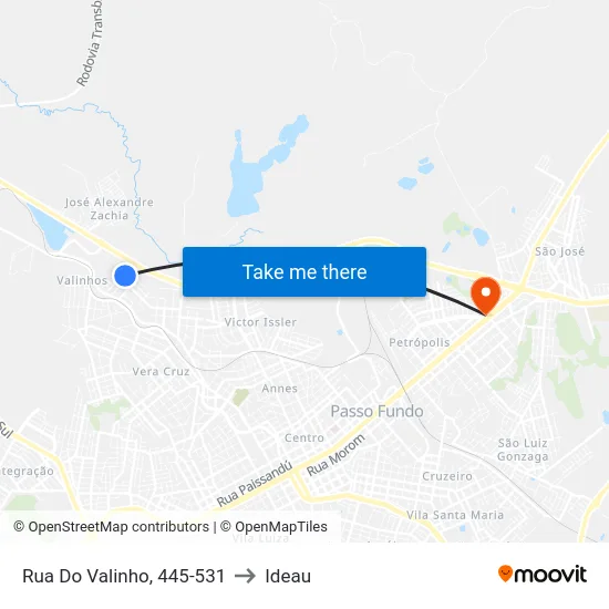 Rua Do Valinho, 445-531 to Ideau map