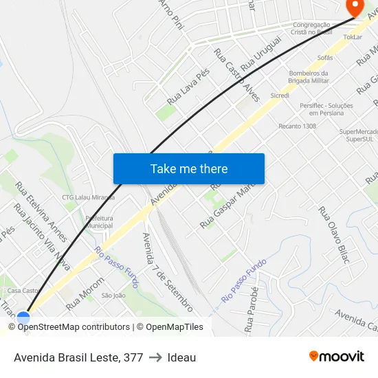 Avenida Brasil Leste, 377 to Ideau map