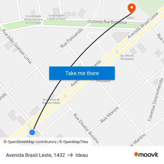 Avenida Brasil Leste, 1432 to Ideau map