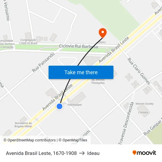 Avenida Brasil Leste, 1670-1908 to Ideau map