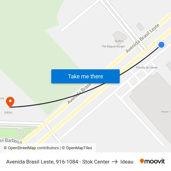 Avenida Brasil Leste, 916-1084 - Stok Center to Ideau map
