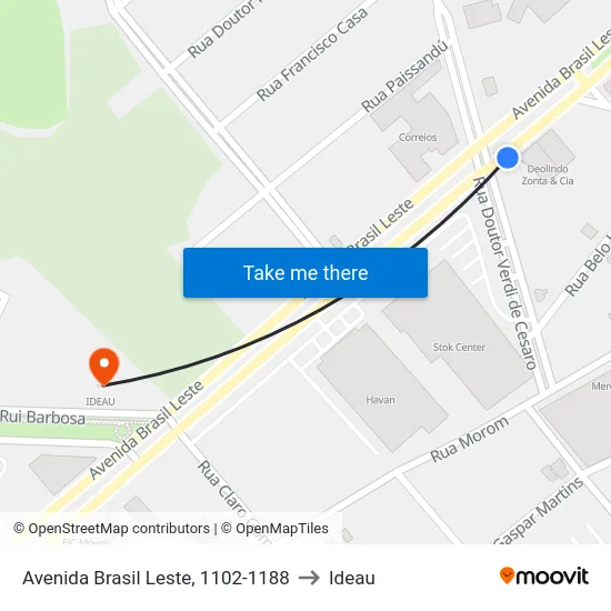 Avenida Brasil Leste, 1102-1188 to Ideau map