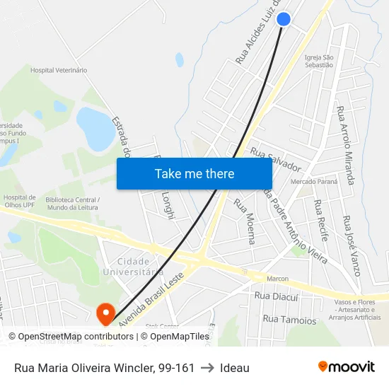 Rua Maria Oliveira Wincler, 99-161 to Ideau map