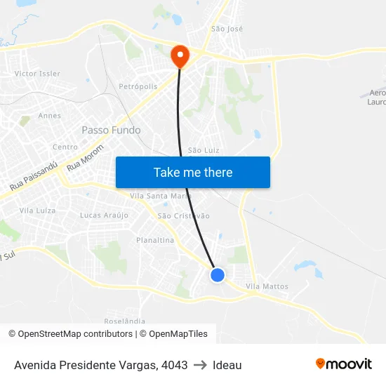 Avenida Presidente Vargas, 4043 to Ideau map