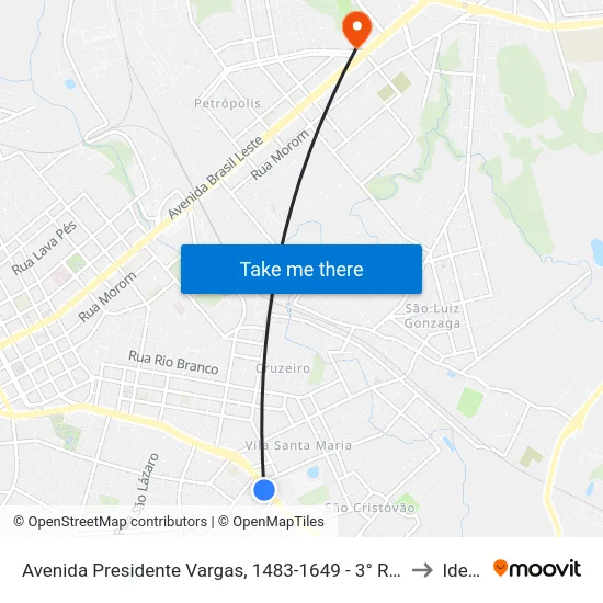 Avenida Presidente Vargas, 1483-1649 - 3° Rpmon to Ideau map