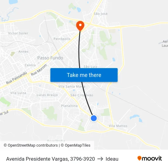Avenida Presidente Vargas, 3796-3920 to Ideau map