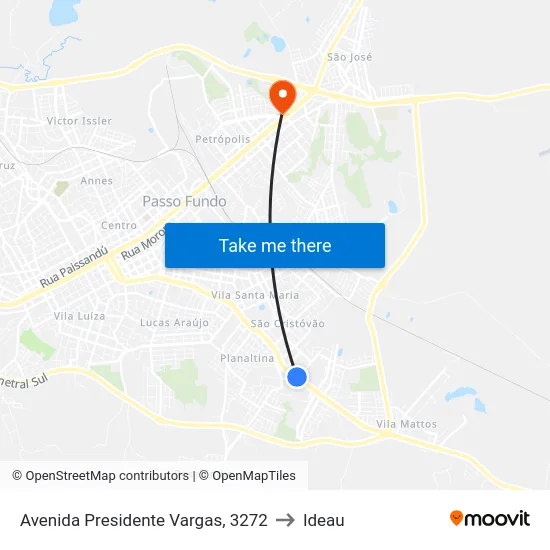 Avenida Presidente Vargas, 3272 to Ideau map