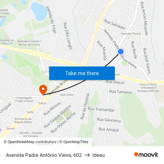 Avenida Padre Antônio Vieira, 602 to Ideau map