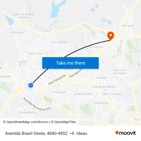 Avenida Brasil Oeste, 4840-4902 to Ideau map