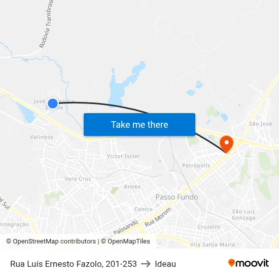 Rua Luís Ernesto Fazolo, 201-253 to Ideau map