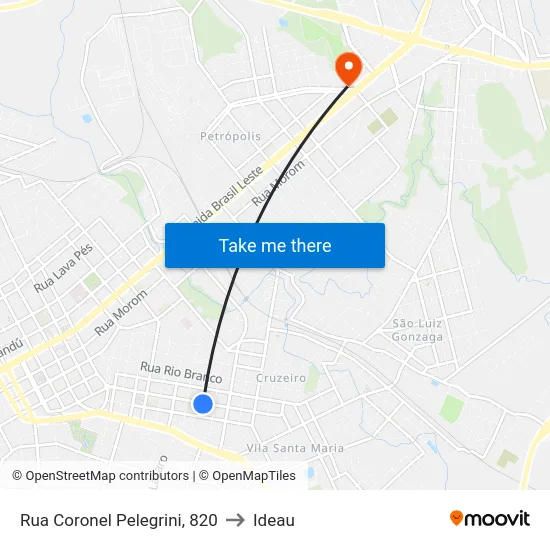 Rua Coronel Pelegrini, 820 to Ideau map