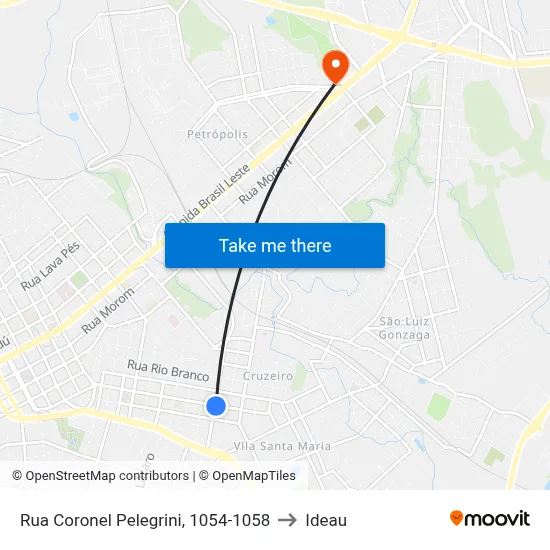 Rua Coronel Pelegrini, 1054-1058 to Ideau map