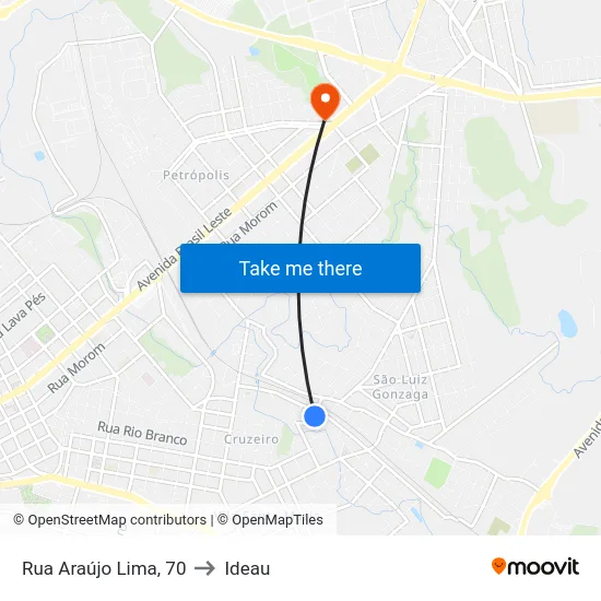 Rua Araújo Lima, 70 to Ideau map