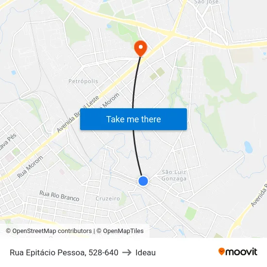 Rua Epitácio Pessoa, 528-640 to Ideau map