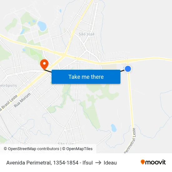 Avenida Perimetral, 1354-1854 - Ifsul to Ideau map