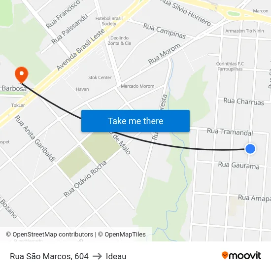 Rua São Marcos, 604 to Ideau map
