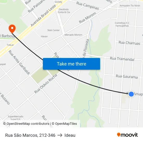Rua São Marcos, 212-346 to Ideau map