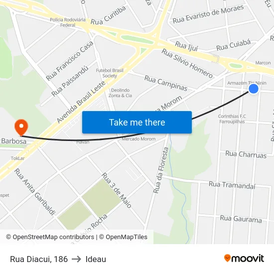 Rua Diacui, 186 to Ideau map