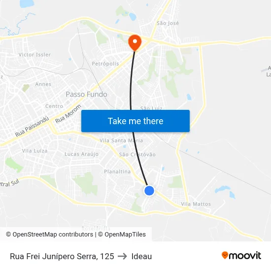 Rua Frei Junípero Serra, 125 to Ideau map