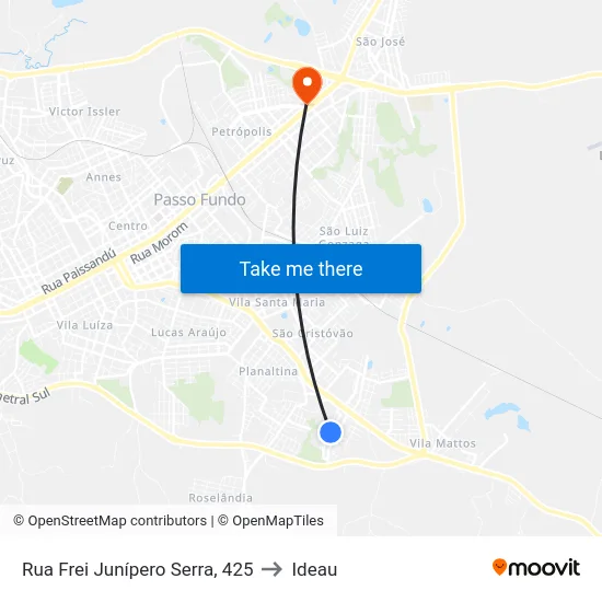 Rua Frei Junípero Serra, 425 to Ideau map