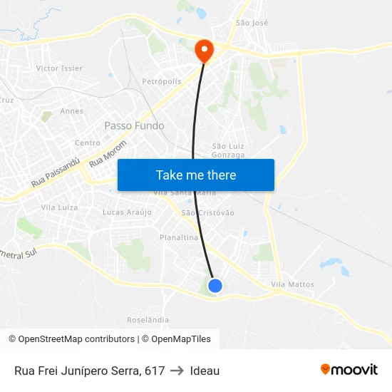 Rua Frei Junípero Serra, 617 to Ideau map
