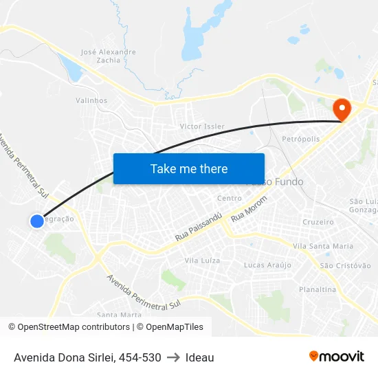 Avenida Dona Sirlei, 454-530 to Ideau map