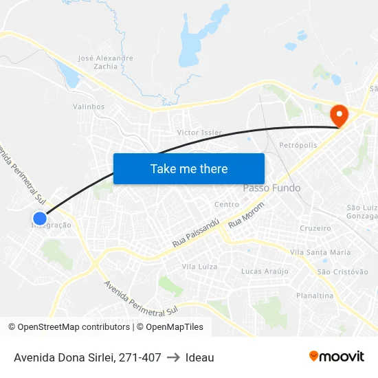 Avenida Dona Sirlei, 271-407 to Ideau map