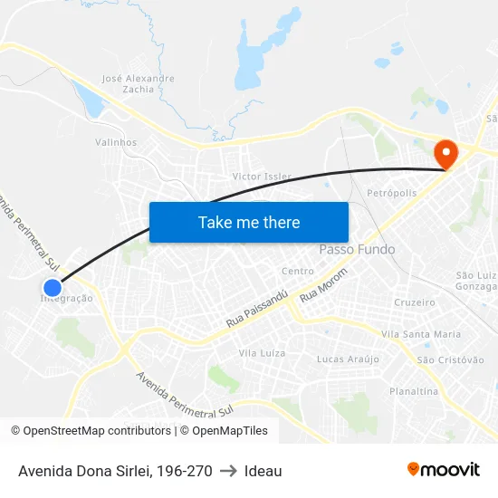 Avenida Dona Sirlei, 196-270 to Ideau map